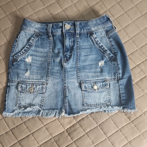Distressed Denim Mini Skirt | SO | Size 3/26W - Picture 1 of 5